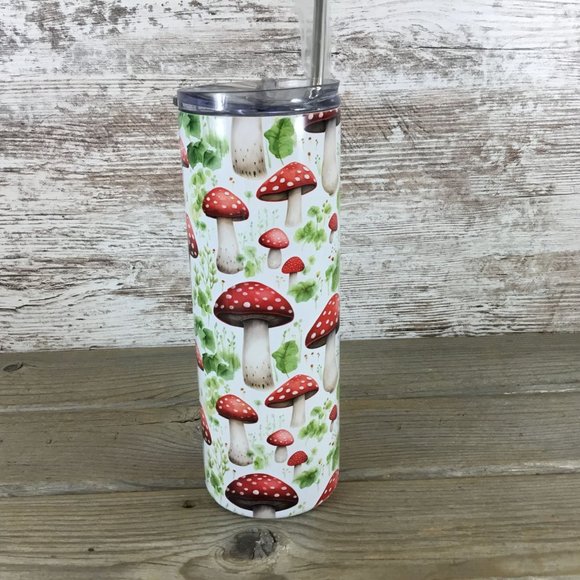 Red and White Mushroom 20 oz Skinny Tumbler - Picture 4 of 5